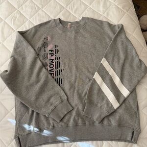 FP Movement by Free People Gray Sweatshirt with White and Pink Accents